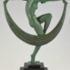 Sculpture Art Deco danseuse nue au voile