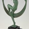 Sculpture Art Deco danseuse nue au voile