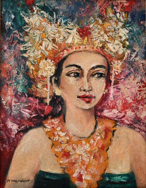 Schilderij portret van een Balinese schoonheid