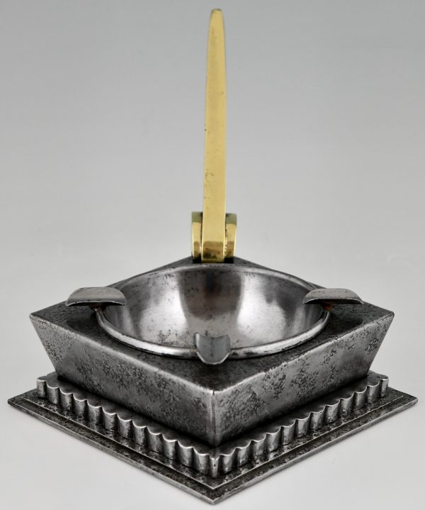 Art Deco wrought iron ashtray with wing