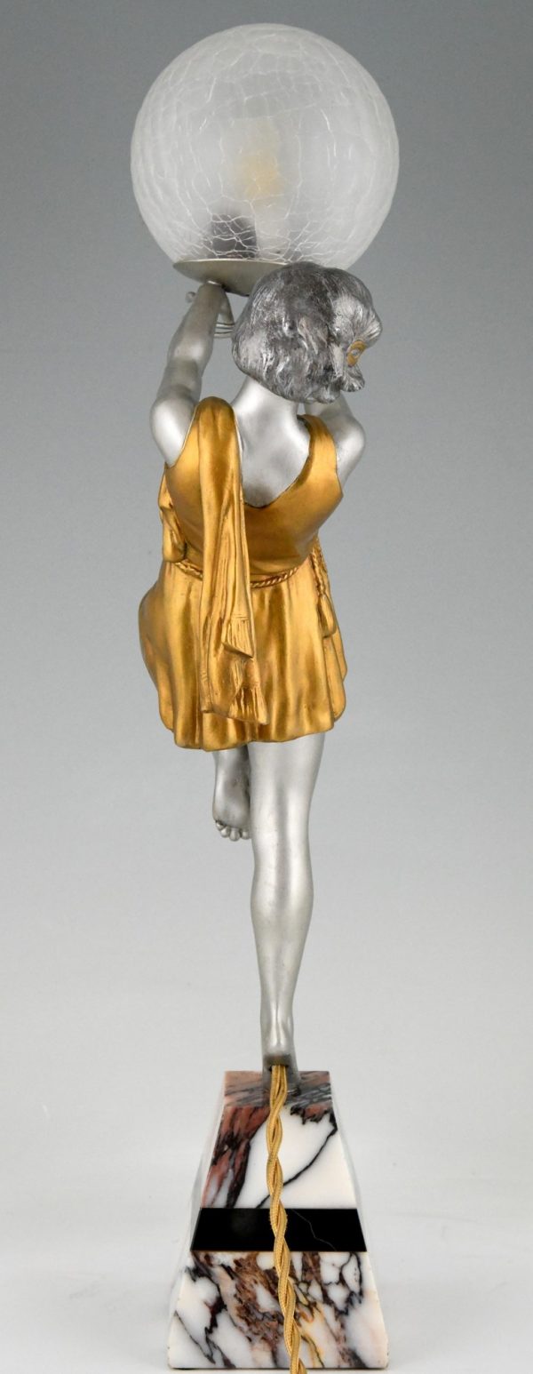 Art Deco lamp lady holding a ball