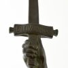 Deliverance, bronze sculpture of a nude with sword