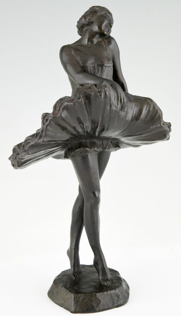 Art Deco sculpture en bronze ballerine