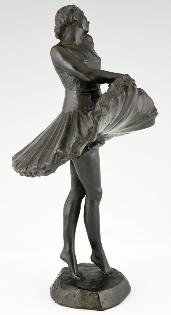 Art Deco sculpture en bronze ballerine
