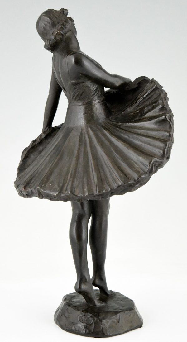 Art Deco sculpture en bronze ballerine