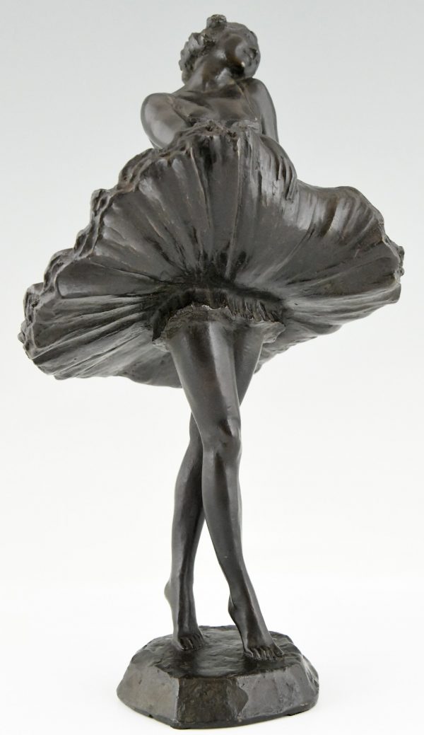 Art Deco sculpture en bronze ballerine