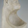 Art Deco stone sculpture with monkey