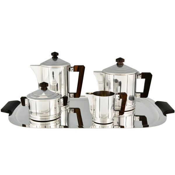 Art Deco Kaffee und Tee set versilbert 5 Stuck