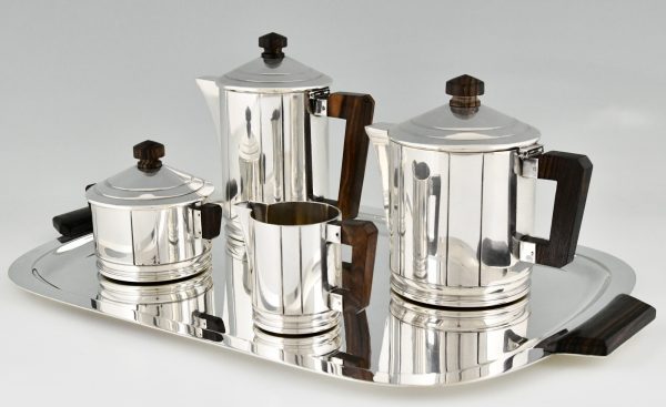 Art Deco Kaffee und Tee set versilbert 5 Stuck