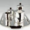 Art Deco verzilverd thee en koffie servies 5 stuks