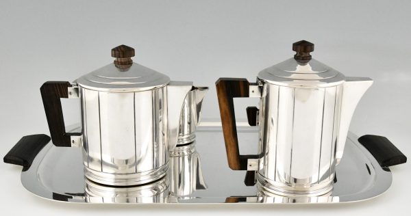 Art Deco verzilverd thee en koffie servies 5 stuks