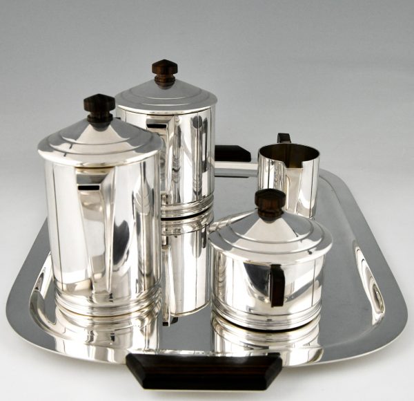 Art Deco Kaffee und Tee set versilbert 5 Stuck