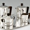 Art Deco verzilverd thee en koffie servies 5 stuks