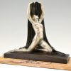 Art Deco Bronzeskulptur Akt mit Schleier
