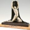 Art Deco bronze sculpture nude with drape