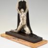 Art Deco sculpture bronze femme nue au drapé