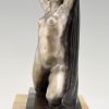 Art Deco sculpture bronze femme nue au drapé