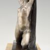 Art Deco bronze sculpture nude with drape