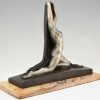 Art Deco bronze sculpture nude with drape