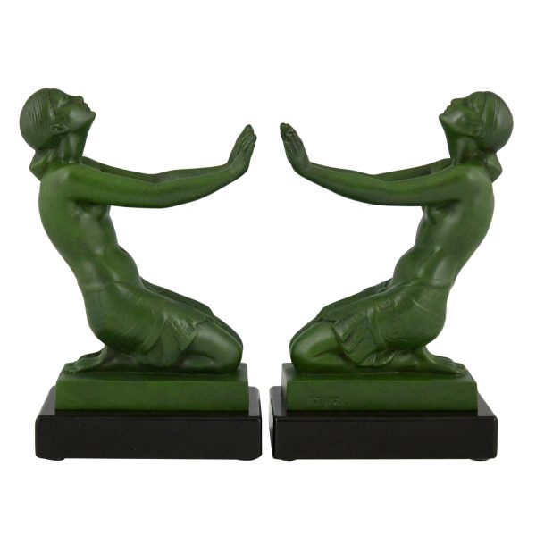 Art Deco bookends with kneeling nudes