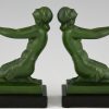 Art Deco bookends with kneeling nudes