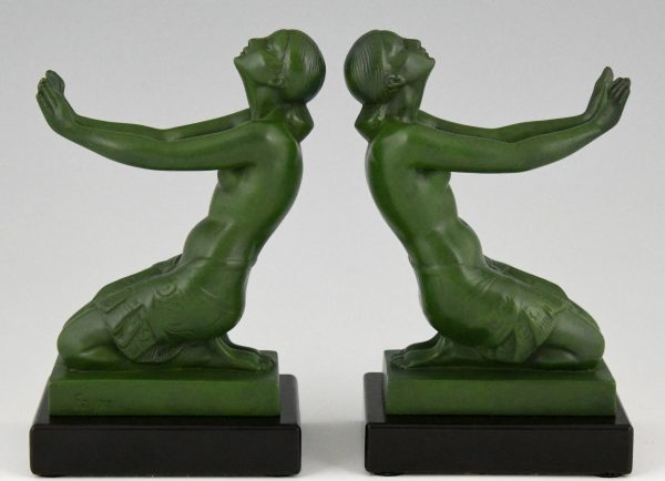 Art Deco bookends with kneeling nudes