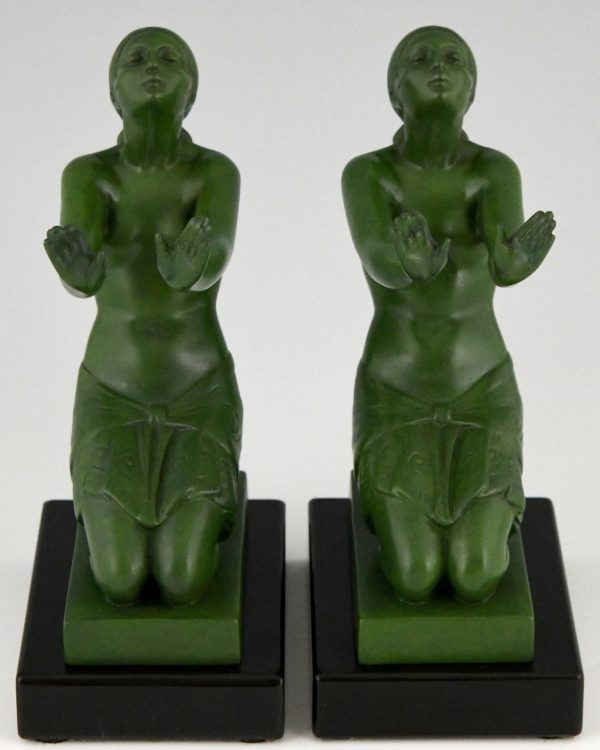 Art Deco bookends with kneeling nudes