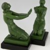 Art Deco bookends with kneeling nudes