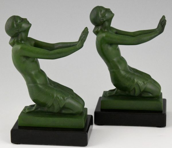 Art Deco bookends with kneeling nudes