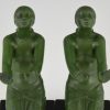 Art Deco bookends with kneeling nudes