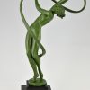 Tourbillon Art Deco sculpture nude dancer with swirling ribbon