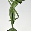 Tourbillon Art Deco sculpture nude dancer with swirling ribbon