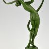 Tourbillon Art Deco sculpture nude dancer with swirling ribbon