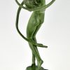 Tourbillon Art Deco sculpture nude dancer with swirling ribbon