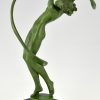 Tourbillon Art Deco sculpture nude dancer with swirling ribbon