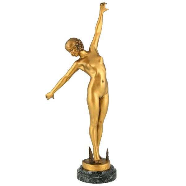 Sculpture Art Deco bronze danseuse aux lances