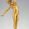 Art Deco bronzen sculptuur danseres met zwaard