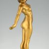 Art Deco bronze sculpture of a nude sword dancer