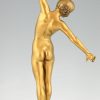 Art Deco bronzen sculptuur danseres met zwaard