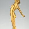 Art Deco bronzen sculptuur danseres met zwaard