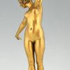 Art Deco bronzen sculptuur danseres met zwaard