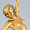 Art Deco bronzen sculptuur danseres met zwaard