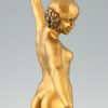 Art Deco Skulptur Bronze Frauenakt mit Schwert