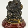 Encrier en bronze tête d’ours