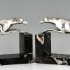 Art Deco silvered bronze greyhound bookends