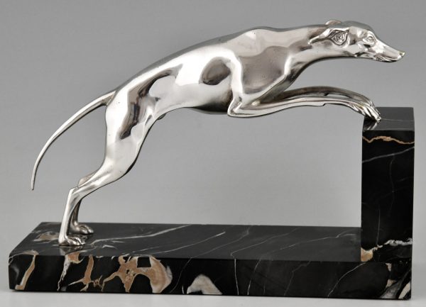 Art Deco Buchstützen in Bronze mit Windhunde