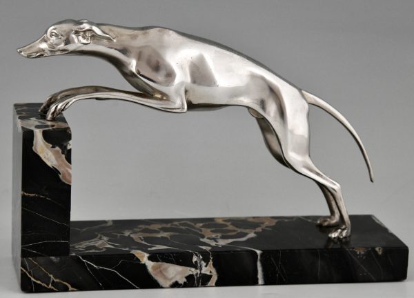 Art Deco Buchstützen in Bronze mit Windhunde