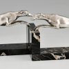 Art Deco silvered bronze greyhound bookends