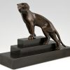 Art Deco bronze sculpture of a panther