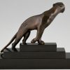 Art Deco bronze sculpture of a panther